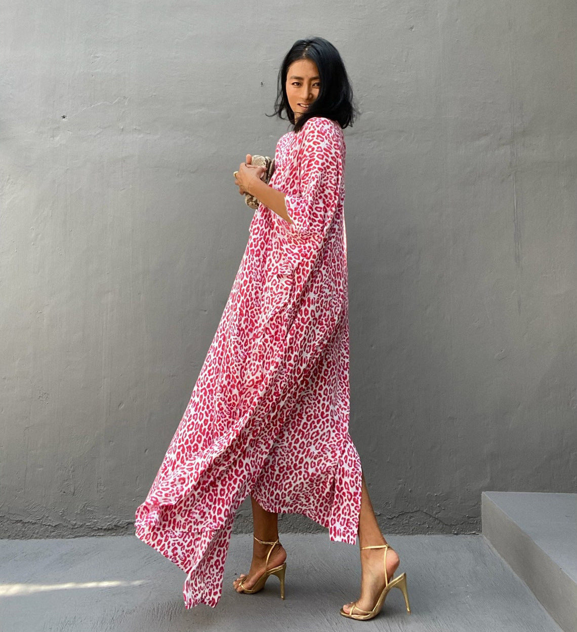 Chamarré Rouge Léopard: Robe Tunique - Boubou