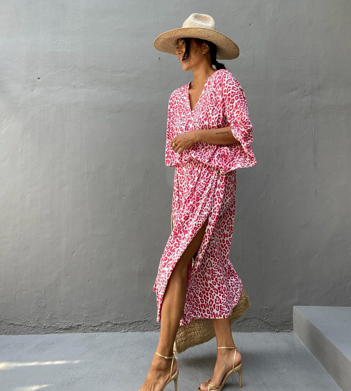 Chamarré Rouge Léopard: Robe Tunique - Boubou