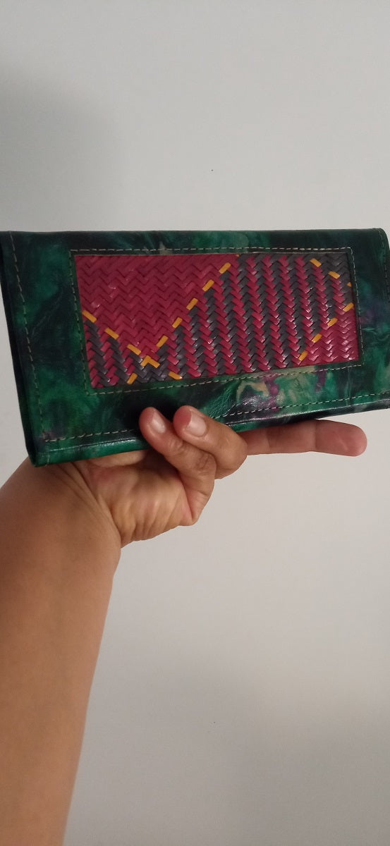 Najaah: Pochette Artisanal du Niger en Cuir véritable et paille tressée + ferronnerie d'art