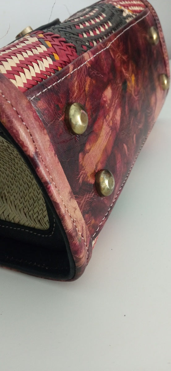Hamaissa: Sac Artisanal du Niger en Cuir véritable et paille tressée + ferronnerie d'art