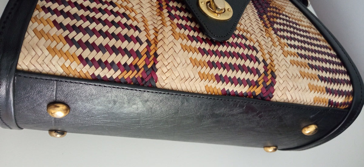 Chamsiya: Sac Artisanal du Niger en Cuir véritable et paille tressée + ferronnerie d'art