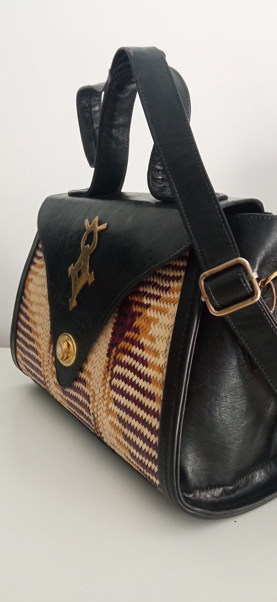 Chamsiya: Sac Artisanal du Niger en Cuir véritable et paille tressée + ferronnerie d'art