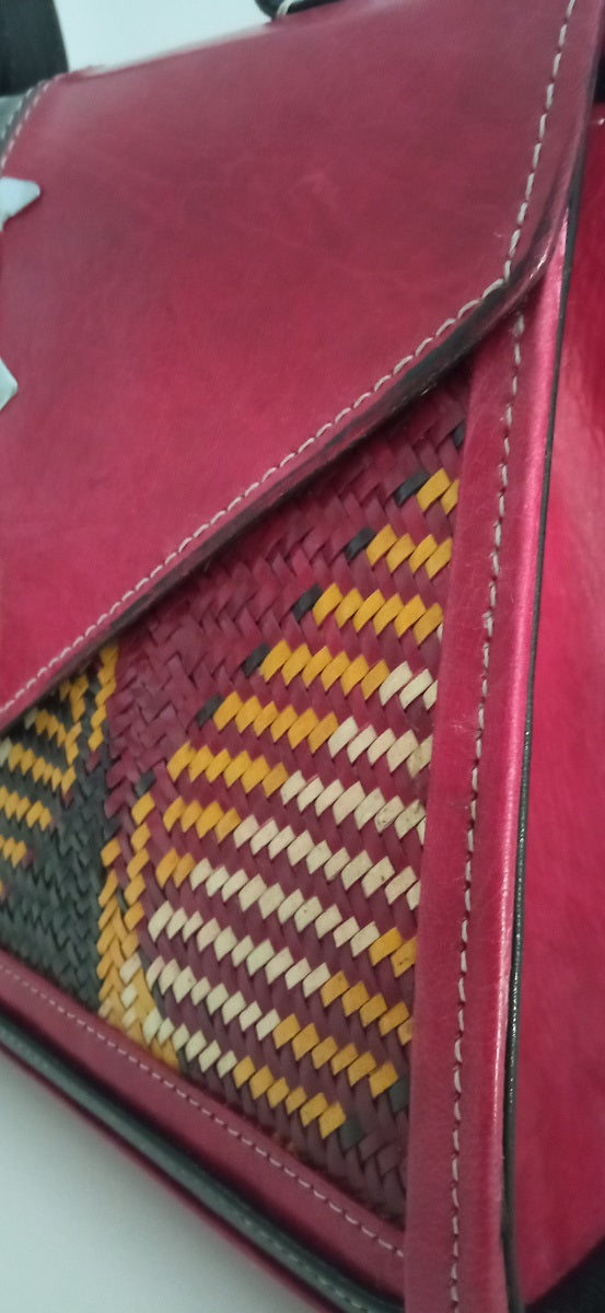 Samia: Sac Artisanal du Niger en Cuir véritable et paille tressée + ferronnerie d'art