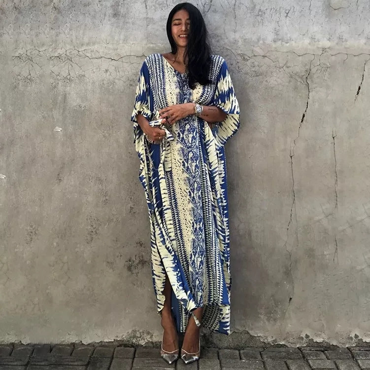 Mirage Bleu Foncé: Robe Tunique - Boubou