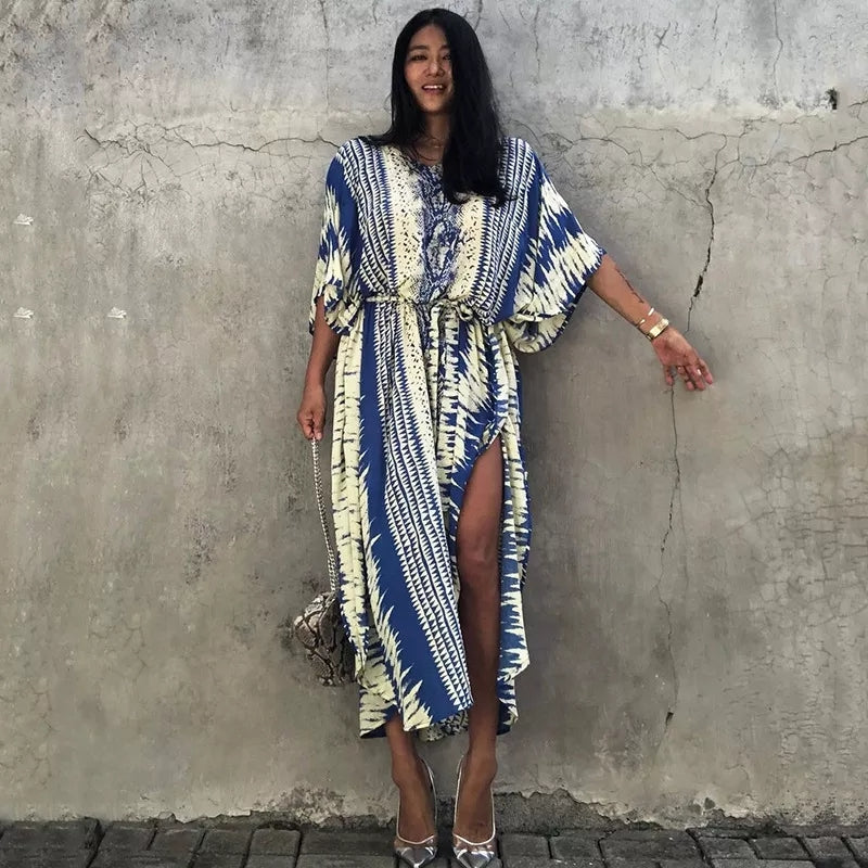 Mirage Bleu Foncé: Robe Tunique - Boubou