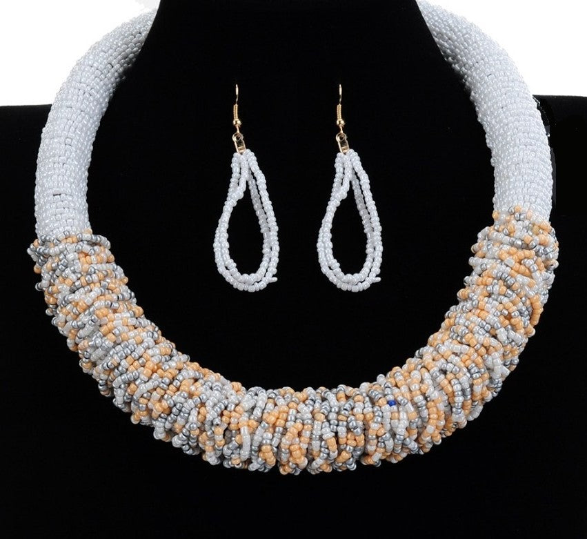 Inspiration Ethnique Parure Ivoire et Or