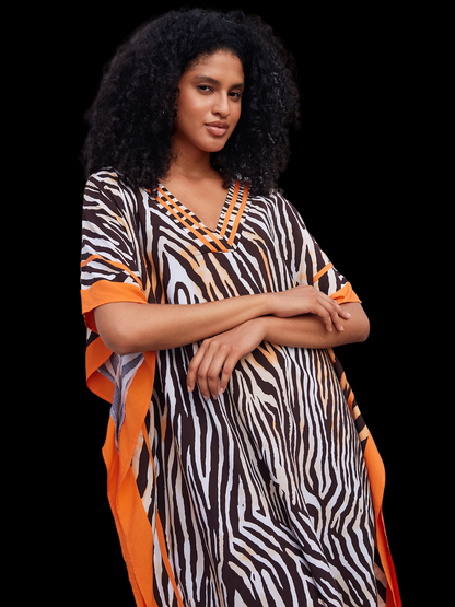 Zèbre Orange: Robe Tunique - Boubou