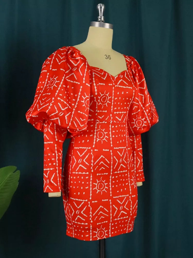 Dahlia Robe mi cuisses manches bouffantes Rouge Inspiration