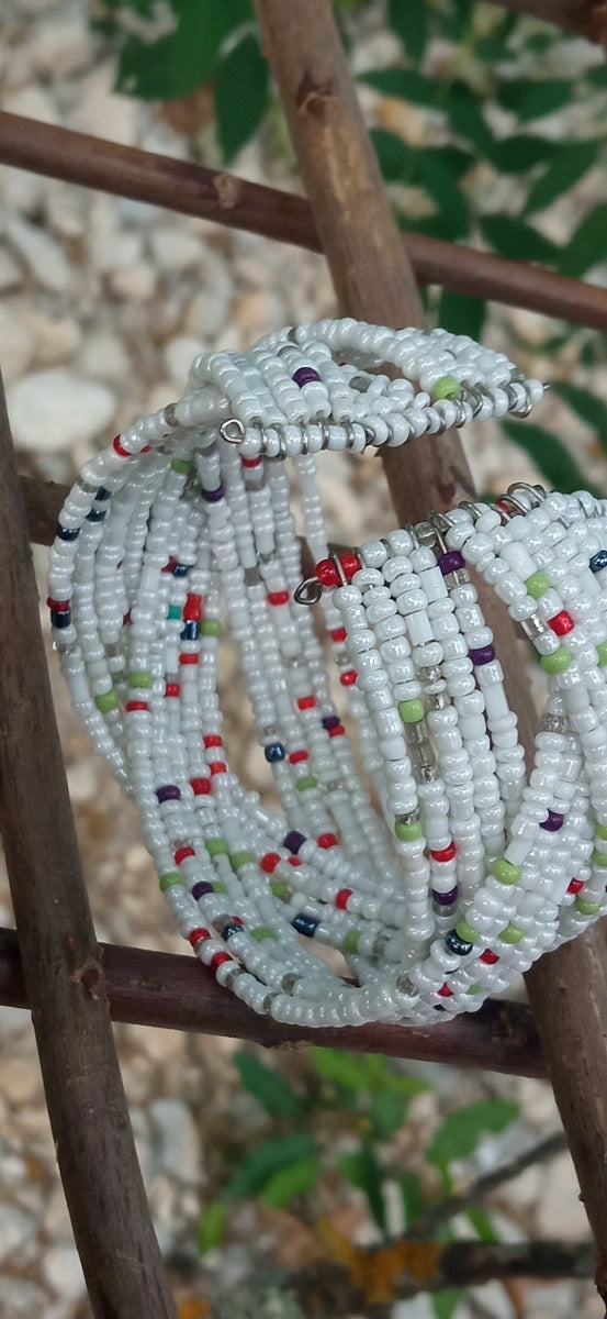Inspiration Ethnique Bracelet la Ronde des Perles  Blanc