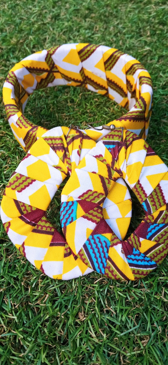 Burkina: Parure Wax (composée d'un Bracelet & d'une paire de Boucles d'Oreilles)