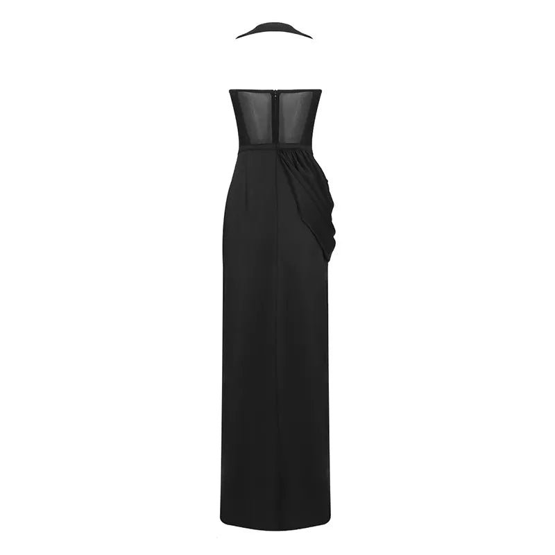 Panthère: Magnifique robe de soirée noire corset